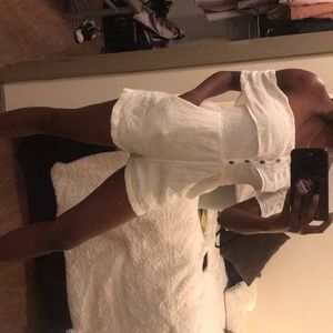 Off the shoulder light cream romper